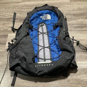 The North Face Slingshot Backpack Black Padded Large Compartments Bungee Cord
